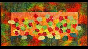 Thumbnail photo of a quilt by Joy-Lily; red and orange flowers on green.