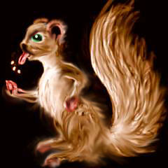 brown squirrel sticking tongue out; sketch of a dream by Wayan