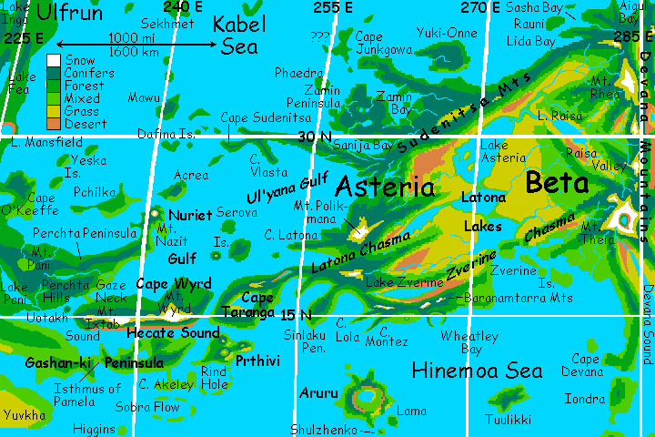Map of Asteria and Hecate Chasma, on terraformed Venus.