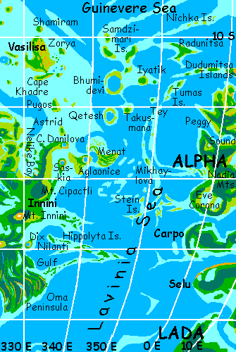 Map of the Hemispheric Flyway from Dione to Alpha on terraformed Venus.