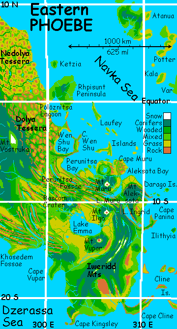 Map of eastern Phoebe on Venus (after terraforming)