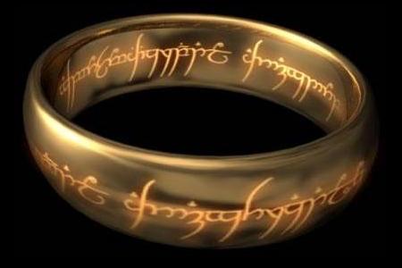 Sauron's ring, with glowing inscription.