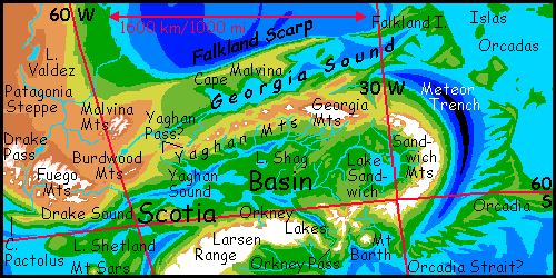 Map of Scotia Basin near Cape Horn, with 90 of Earth's water removed.
