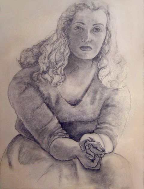 Pencil portrait of Joan-lee Woehler c. 1955, by Marcia Pagels.