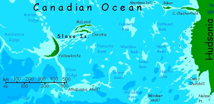 Location Map of Great Slave Islands in the Canadian Ocean on Inversia, where up is down & down up.